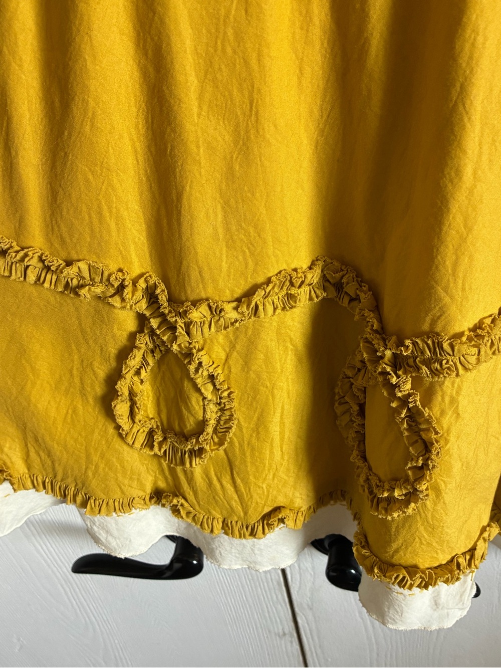 Anthropologie Aquarius Size M Ruffle Tiered Midi Skirt Mustard Yellow Boho - Picture 2 of 10